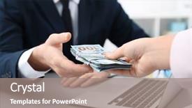  Presentation with bribe - Audience pleasing presentation theme consisting of businessman taking bribe from woman backdrop and a coral colored foreground