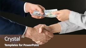  Presentation with bribe - Presentation theme having businessman taking bribe from woman background and a tawny brown colored foreground