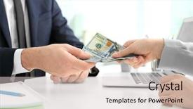  Presentation with bribe - Theme featuring businessman taking bribe from woman background and a lemonade colored foreground