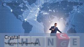  Presentation with change - PPT theme enhanced with businessman taking chance for change background and a seafoam green colored foreground