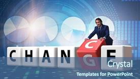  Presentation with change - Amazing slide set having businessman taking chance for change backdrop and a ocean colored foreground