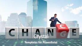  Presentation with change - Beautiful presentation featuring businessman taking chance for change backdrop and a ocean colored foreground