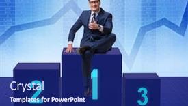  Presentation with competition - Theme with businessman-taking-first-place background and a navy blue colored foreground