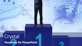  Presentation with competition - Presentation design featuring businessman-taking-first-place background and a navy blue colored foreground