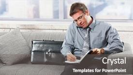  Presentation with personal - PPT layouts with businessman taking notes into organiser background and a gray colored foreground