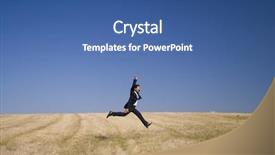  Presentation with step - Presentation theme with businessman taking the giant step embracing nature background and a ocean colored foreground