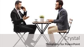  Presentation with phone - Beautiful presentation featuring businessman-talking-on-a-mobile backdrop and a light gray colored foreground