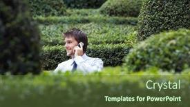  Presentation with cell - Presentation consisting of businessman-talking-on-cell-phone background and a tawny brown colored foreground