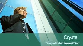  Presentation with nurse and mobile phone - Beautiful slide deck featuring businessman talking on his mobile backdrop and a ocean colored foreground