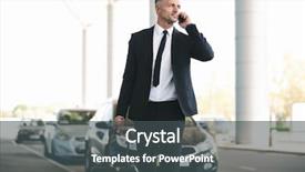  Presentation with confident - Colorful presentation enhanced with businessman talking on mobile phone backdrop and a dark gray colored foreground