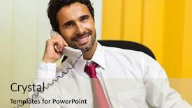  Presentation with phone - Slide deck consisting of businessman talking on the phone background and a  colored foreground