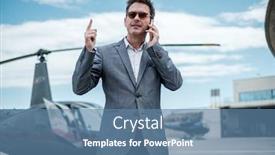  Presentation with helicopter - Audience pleasing theme consisting of businessman-talking-over-the-phone backdrop and a teal colored foreground