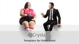  Presentation with white green - Presentation design having businessman-talking-to-a-corpulent and a light gray colored foreground