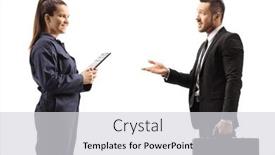 Presentation with female mechanic - Slides enhanced with businessman-talking-to-a-female background and a  colored foreground