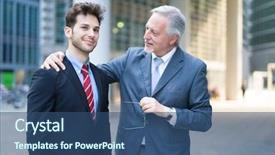  Presentation with confident - Audience pleasing slide deck consisting of businessman talking to a younger backdrop and a ocean colored foreground