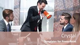  Presentation with team - Slide set featuring businessman-talking-to-the-business background and a coral colored foreground