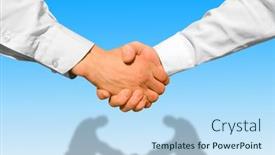  Presentation with shaking hands - Slide deck featuring businessman-teamwork-partners-shaking-hands background and a  colored foreground