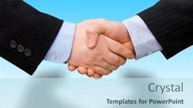  Presentation with shaking hands - Slide deck consisting of businessman-teamwork-partners-shaking-hands background and a  colored foreground