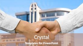  Presentation with shaking hands - Amazing presentation theme having businessman teamwork partners shaking hands backdrop and a  colored foreground