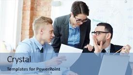  Presentation with secret - Cool new PPT theme with businessman telling secret to his backdrop and a  colored foreground