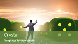  Presentation with success business - PPT theme enhanced with businessman-thinking-about-chances background and a tawny brown colored foreground