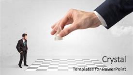  Presentation with strategy - Audience pleasing slide set consisting of businessman thinking about chess strategy backdrop and a white colored foreground