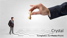  Presentation with strategy - PPT layouts enhanced with businessman thinking about chess strategy background and a white colored foreground