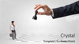  Presentation with strategy culture and structure - Slide deck with businessman thinking about chess strategy background and a white colored foreground