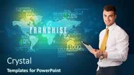  Presentation with market - Presentation featuring businessman-thinking-about-market-concept background and a ocean colored foreground