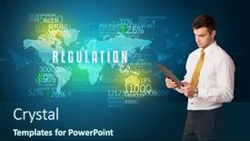  Presentation with market - Slides enhanced with businessman-thinking-about-market-concept background and a ocean colored foreground