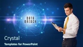  Presentation with data breach - Cool new slides with businessman-thinking-about-security-solutions backdrop and a ocean colored foreground