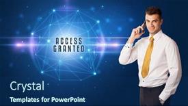  Presentation with security solutions - Amazing theme having businessman-thinking-about-security-solutions backdrop and a ocean colored foreground