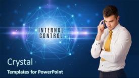  Presentation with security solutions - PPT layouts consisting of businessman-thinking-about-security-solutions background and a ocean colored foreground