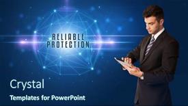  Presentation with security solutions - Audience pleasing slide set consisting of businessman-thinking-about-security-solutions backdrop and a ocean colored foreground