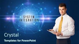  Presentation with system integration - Audience pleasing slide set consisting of businessman-thinking-about-security-solutions backdrop and a ocean colored foreground