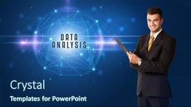  Presentation with data analysis - Presentation with businessman-thinking-about-security-solutions background and a ocean colored foreground