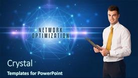  Presentation with security solutions - Presentation theme with businessman-thinking-about-security-solutions background and a ocean colored foreground