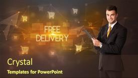  Presentation with thinking - Presentation theme enhanced with businessman-thinking-about-shopping-concept background and a tawny brown colored foreground