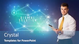  Presentation with thinking - Slides with businessman-thinking-about-technology-concept background and a teal colored foreground