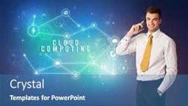  Presentation with thinking - Slides having businessman-thinking-about-technology-concept background and a teal colored foreground