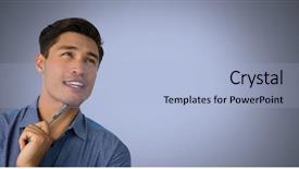  Presentation with digital pen - Audience pleasing PPT layouts consisting of businessman thinking and holding pen backdrop and a light blue colored foreground