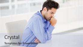  Presentation with thinking - Cool new presentation design with businessman thinking and writing backdrop and a light blue colored foreground