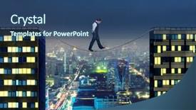  Presentation with lean management thinking - Colorful PPT theme enhanced with businessman thinking going the tightrope backdrop and a ocean colored foreground