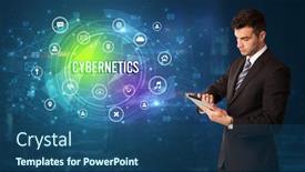  Presentation with related - PPT theme having businessman-thinking-in-front background and a ocean colored foreground