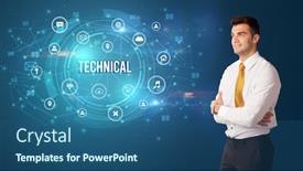  Presentation with technical - Presentation theme having businessman-thinking-in-front background and a ocean colored foreground