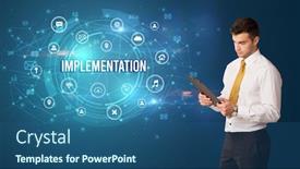  Presentation with related - Theme enhanced with businessman-thinking-in-front background and a ocean colored foreground