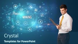  Presentation with thinking - Colorful slide deck enhanced with businessman-thinking-in-front backdrop and a ocean colored foreground