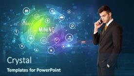  Presentation with mining - Amazing PPT theme having businessman-thinking-in-front backdrop and a ocean colored foreground