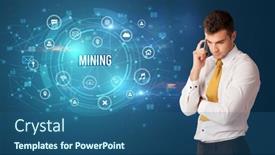  Presentation with mining - Colorful PPT layouts enhanced with businessman-thinking-in-front backdrop and a ocean colored foreground