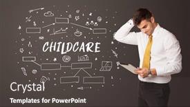  Presentation with educational - Presentation consisting of businessman-thinking-with-educational-inscription background and a dark gray colored foreground